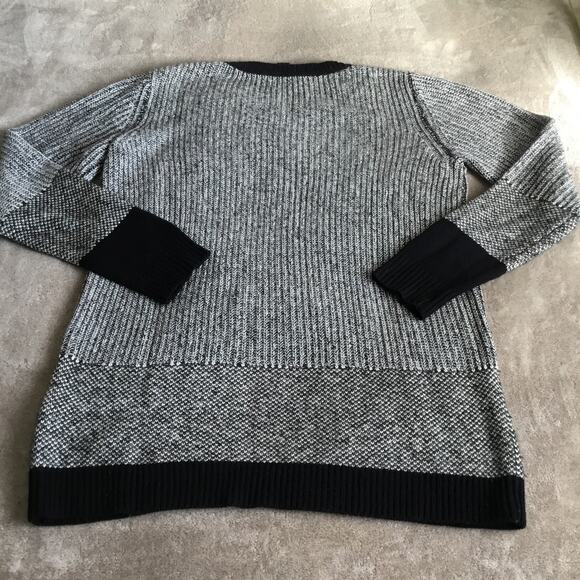 Kenneth Cole NY Crew Neck Mens Gray Black Sweater Sz M Viscose Wool Blend - Picture 3 of 7